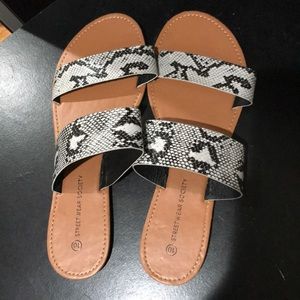 Faux snakeskin sandals